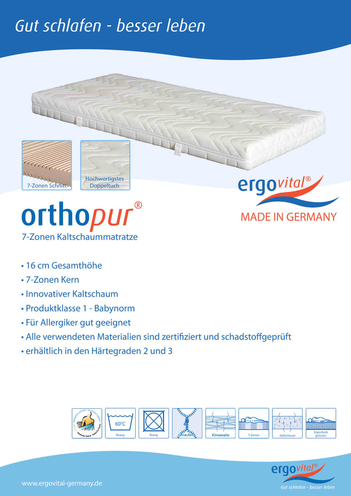 7 Zonen Matratze ergovital ® orthopur ® Produktblatt